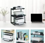 TMUCUNG Printer Stand Desktop Stand for Printer 3-Tier Multifunction Storage Book Shelf Floor Printer Table Space Organizer Perfect for Office Living Room Kitchen(Black) - Image 3